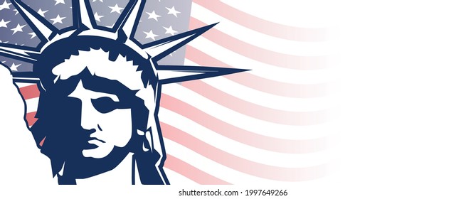 Happy Independence day 4th of July banner with statue of liberty.