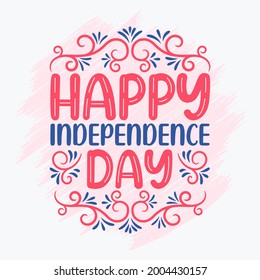 Happy Independence day, Happy 4th of July lettering Free Vector