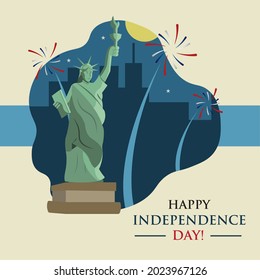Happy independence day 4th of July poster with the statue of liberty Vector