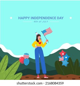 Happy Independence Day, Happy 4th Of July USA Independence Day Text Space Background.
