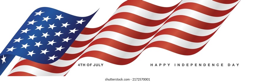 Happy Independence Day 4th of July USA new modern abstract waving flag blue red white background banner