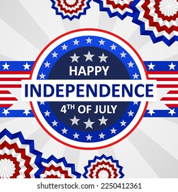 happy independence day 4th of july social media instagram template ribbon label badge