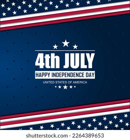 Happy independence day 4th of July United States of America background square design vector illustration. Suitable for banner, flyer, or social media template