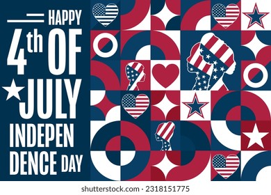Happy Independence Day. 4th of July. USA. Holiday concept. Template for background, banner, card, poster with text inscription. Vector EPS10 illustration