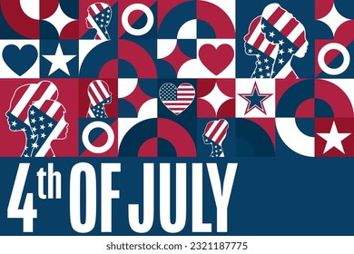 Happy Independence Day. 4th of July. USA. Holiday concept. Template for background, banner, card, poster with text inscription. Vector EPS10 illustration