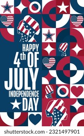 Happy Independence Day. 4th of July. USA. Holiday concept. Template for background, banner, card, poster with text inscription. Vector EPS10 illustration