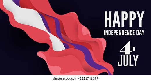 Happy Independence Day 4th Of July USA flag wave background concept. Vector poster design.