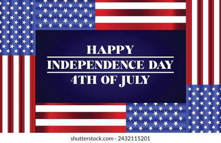 Happy Independence Day 4Th Of July Day Text With Usa Flag Design