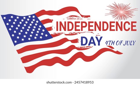 happy independence day 4TH JULY with Firework and flag usa vector illustration design, Happy Independence Day greeting card with brush stroke background in United States national flag colors