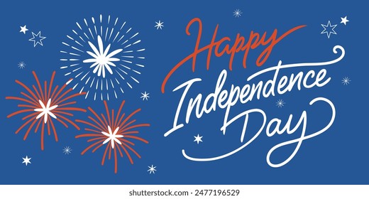Happy Independence day, 4th of July, Independence day USA banner, greeting design with hand drawn elements.