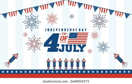 Happy Independence Day 4th of July - Vector illustration. United States Independence Day poster. Flat design