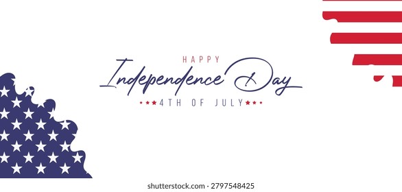 Happy independence day 4th of july greeting card design with american flag elements isolated on white background