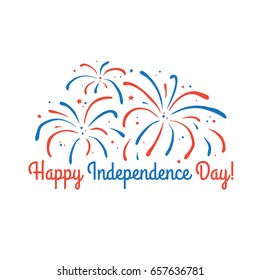 Happy Independence Day. 4th of July Fireworks Poster Vector Illustration.