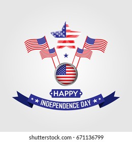 Happy Independence Day - 4th of July - Star - American Flag - Greeting. Celebrate
