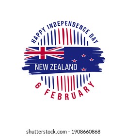 Happy independence day, 6 February. New Zealand Auckland Greatest landmarks as symbol of the country. Web banner or greeting card