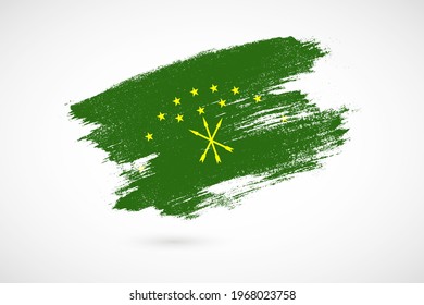 Happy independence day of Adygea with vintage style brush flag background