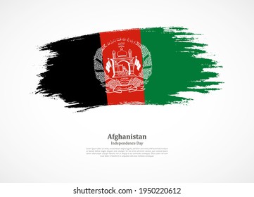 Happy independence day of Afghanistan with national flag on grunge texture