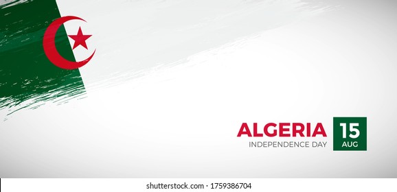 Happy independence day of Algeria. Brush painted grunge flag of Algeria country. Elegant brush flag vector background