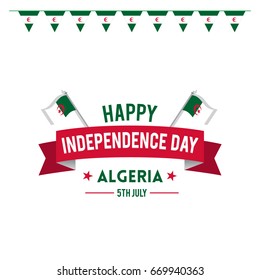 Happy Independence Day Algeria greetings card. Algerian independence day vector illustration for banner, background and elements. 