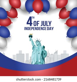 happy independence day America with balloons. vector illustration design