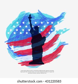 Happy Independence Day Of America, Beautiful Illustration Or Greeting Card For Fourth Of July.