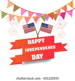 Happy independence day of America, beautiful illustration or greeting card for fourth of July.