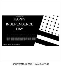 Happy Independence Day america black. on white background. USA Independence Day banner in vintage style.