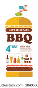 HAPPY independence day of America,  card or invitation template 