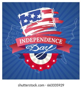 Happy Independence day of America card vector. 4th of July. Vector illustration.