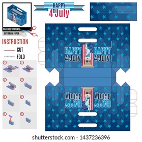 Happy independence day america pattern pack on stamp