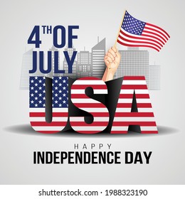 happy independence day america. vector illustration flag and 3d letter. poster, banner , template design