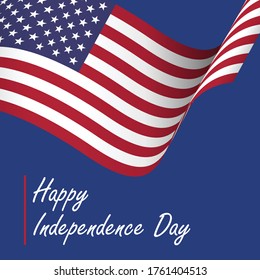 Happy Independence Day of America Waving Flag Illustration. Suitable for Greeting Card, Poster, Banner, and Social Media Template.