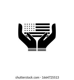 Happy Independence Day. with american flag on two hands vector illustration