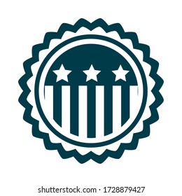 happy independence day, american flag badge emblem freedom vector illustration silhouette style icon