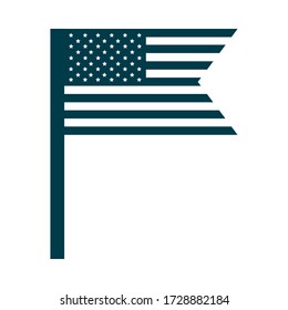 happy independence day, american flag in pole national symbol vector illustration silhouette style icon