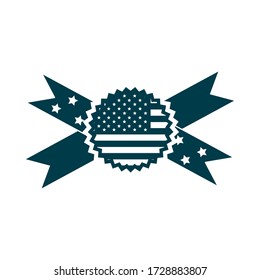 happy independence day, american flag rosette ribbon celebration vector illustration silhouette style icon