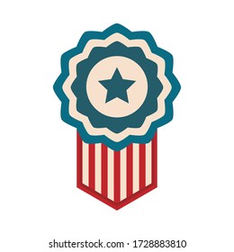 happy independence day, american flag rosette pendant decoraiton vector illustration flat style icon
