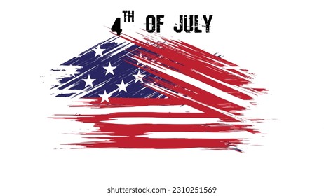 happy independence day american with grungy flag style gereting for social media post