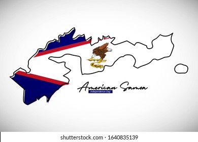 Happy independence day of American Samoa. Creative national country map with American Samoa flag vector illustration.