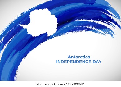 Happy Independence day of Antarctica. Watercolor brush stroke flag background. Classic national country flag with Abstract watercolor grunge brush flag.