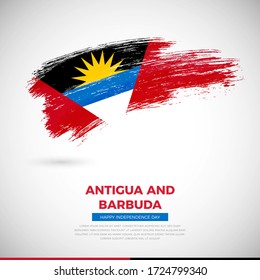 Happy independence day of Antigua and Barbuda country. Creative grunge brush of Antigua and Barbuda flag illustration