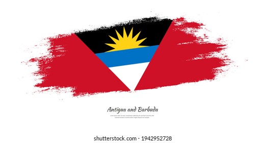 Happy independence day of Antigua and Barbuda with national flag on artistic stain brush stroke background