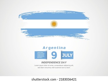 Happy Independence Day of Argentina. Abstract country flag on hand drawn brush stroke vector patriotic background.