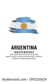 Happy Independence day of Argentina background with typography lettering and flag. vector illustration.