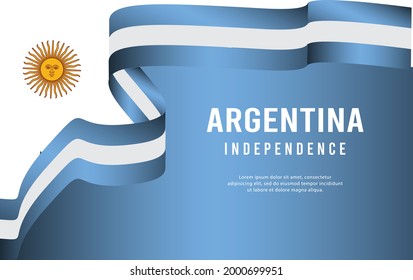 Happy Independence day of Argentina background with typography lettering and flag. vector illustration.