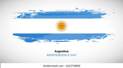 Happy independence day of Argentina. Brush flag of Argentina vector illustration. Abstract watercolor concept of national brush flag background. Brush stroke background.