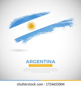 Happy independence day of Argentina country. Creative grunge brush of Argentina flag illustration