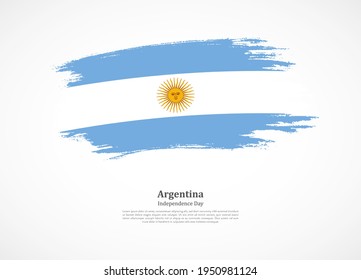 Happy independence day of Argentina with national flag on grunge texture