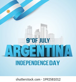 happy independence day Argentina. vector illustration of Canada flag and 3d letter. poster, banner , template design