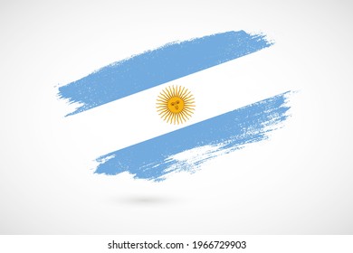 Happy independence day of Argentina with vintage style brush flag background